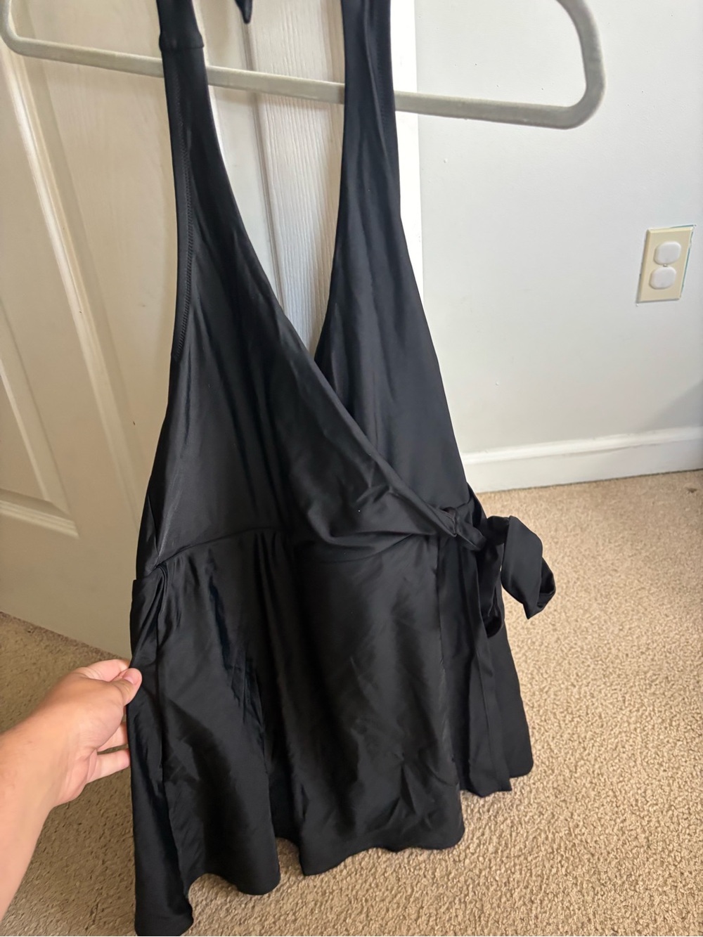 J. Crew Black Swim Wrap Halter Top with Side Tie